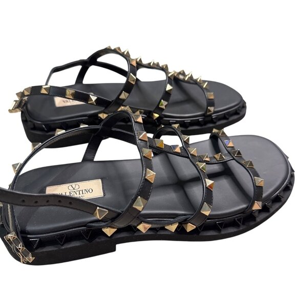 Valentino Garavani Rockstud Caged Black Leather Sandals 10 US NIB MSRP $1090 - Picture 3 of 8